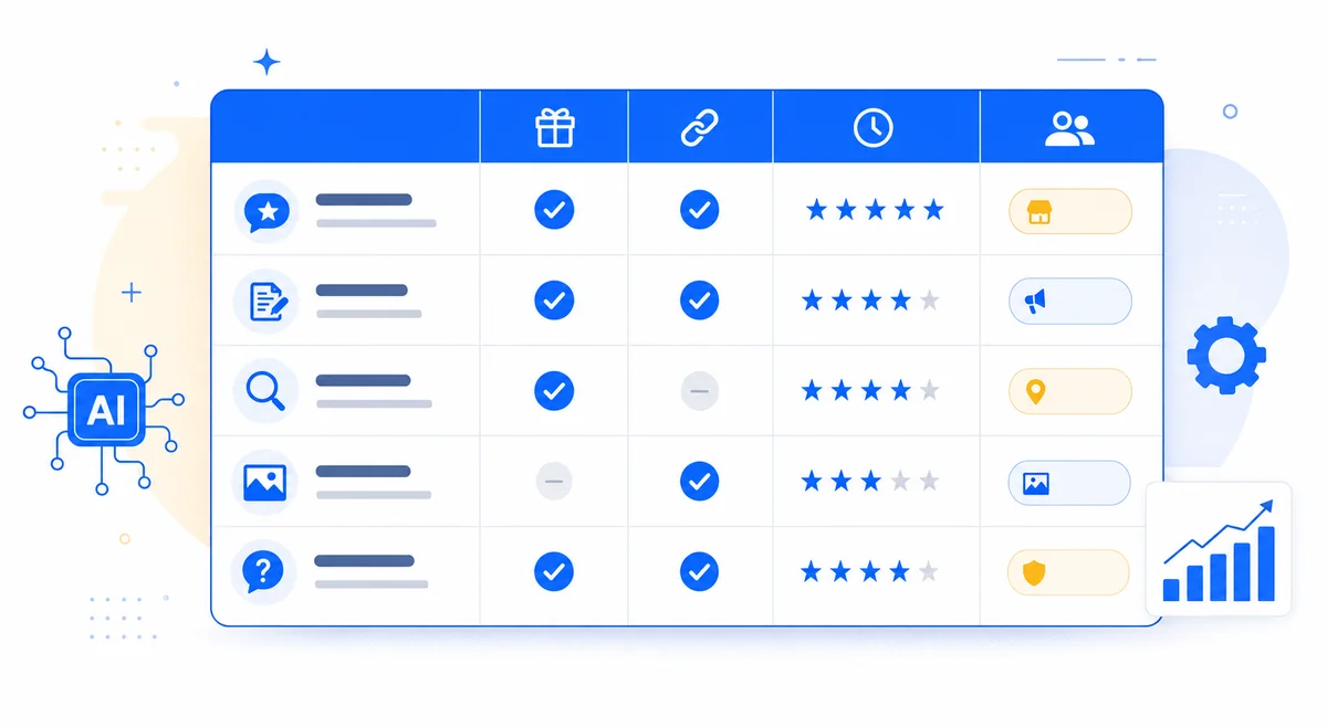 Feature comparison table evaluating ai tools for Google Business Profile optimization across key capabilities and pricing tiers in 2025.