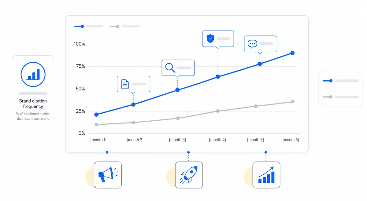Line chart showing brand visibility in ChatGPT over time for the best AI search optimization tool with ChatGPT integration.