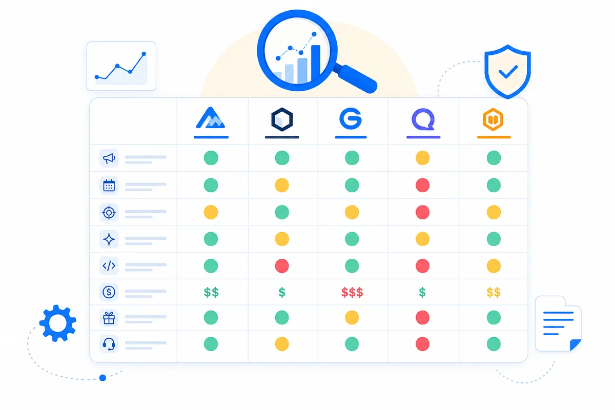 Labeled diagram of a ChatGPT response showing the four data points best ChatGPT SEO tracking software captures, including brand mention, list position, sentiment, and source links.