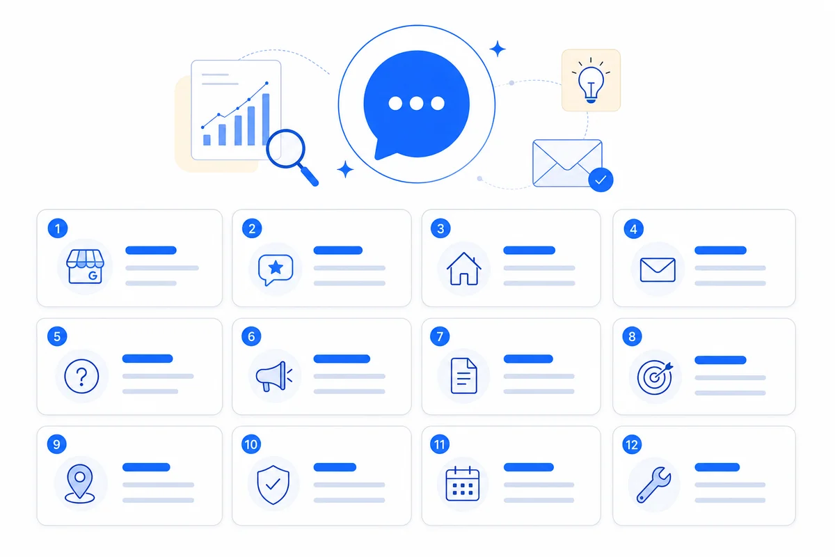Card grid of 12 ready-to-use ChatGPT prompts for marketing home services across key use cases.