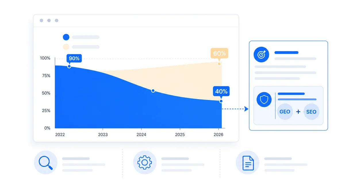 Chart showing how search behavior is splitting between generative engine optimization and traditional SEO among online users.