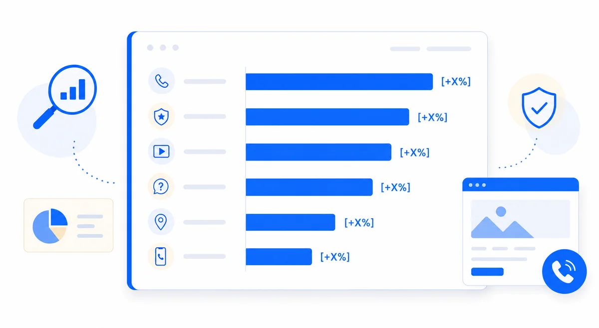 Chart showing how each on-page element affects conversion rate on a high converting service page for contractors.