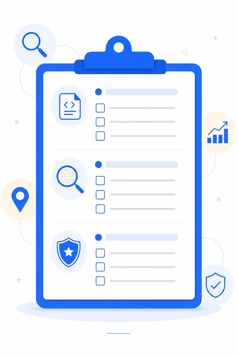 Checklist with ten items across content, citation, and authority signals to audit brand visibility in AI search engines.