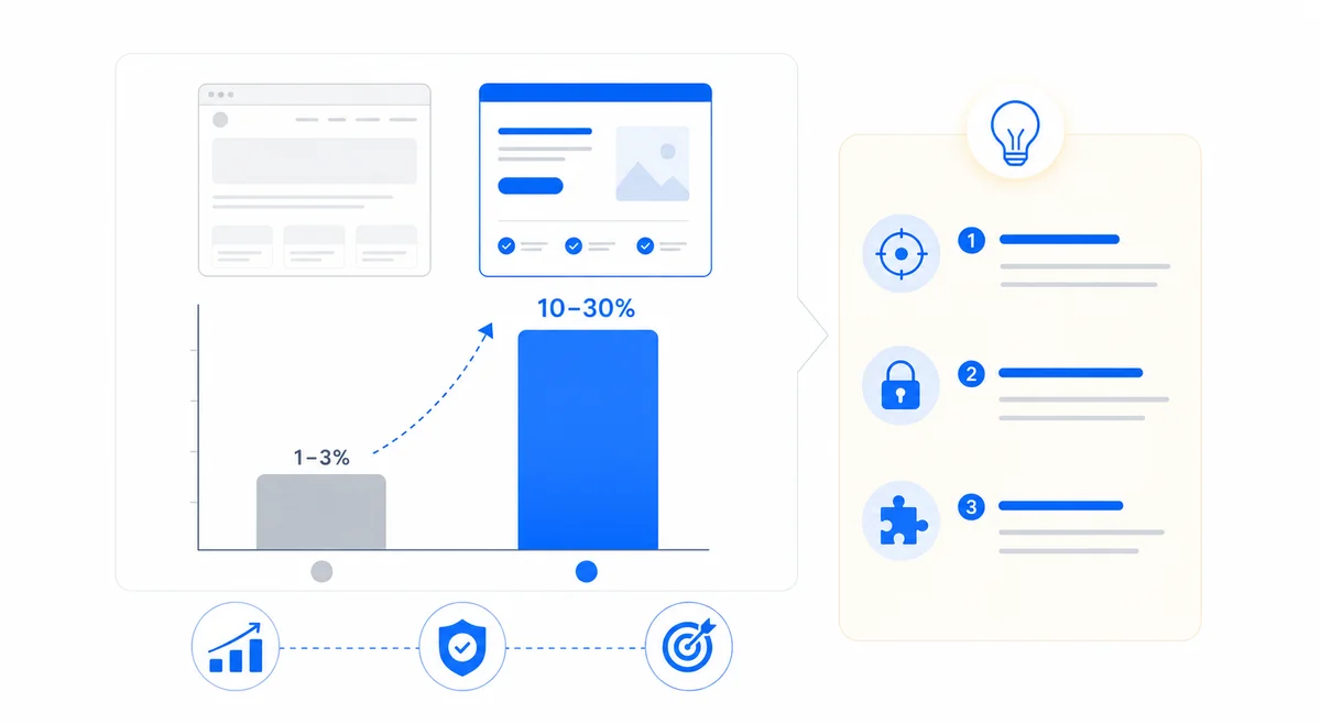 Bar chart comparing conversion rates of dedicated landing pages versus home pages based on landing page best practices 2025.