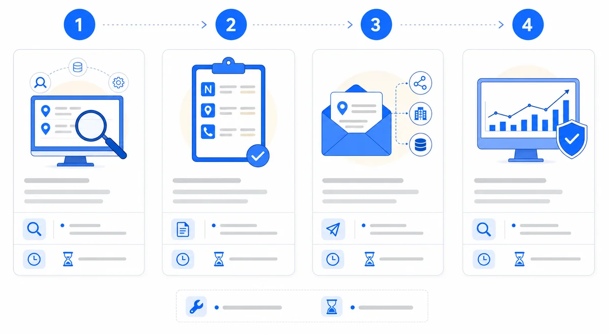 Diagram showing the 4-step NAP audit and fix process for nap consistency local seo importance moz.