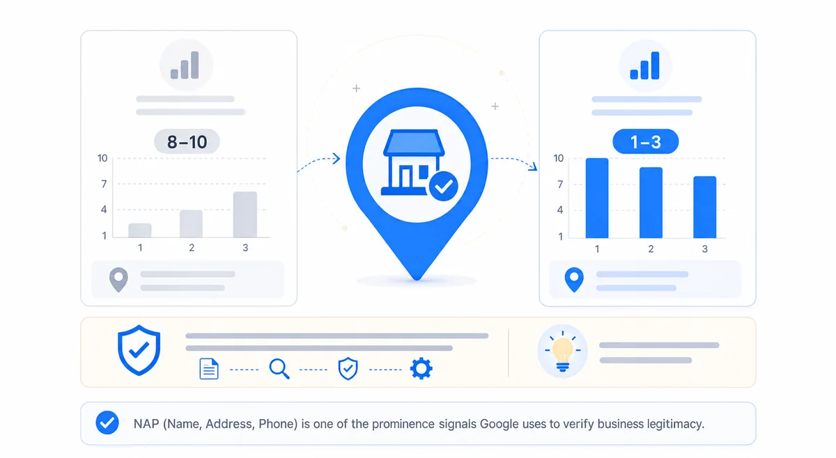 Chart showing how NAP consistency affects local pack rankings, illustrating why accurate citations matter for local SEO importance.