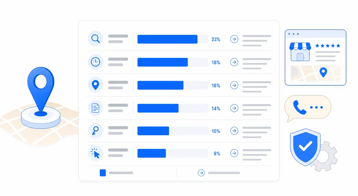 Chart displaying the key local pack ranking factors that influence pest control seo visibility in Google search results.