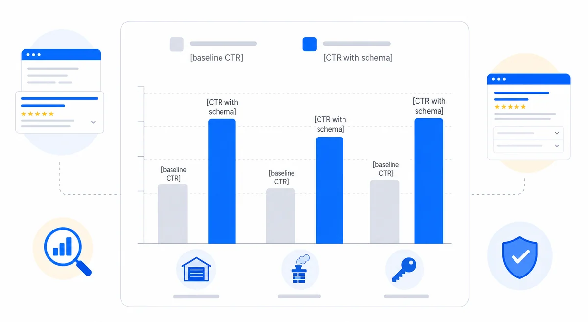 Chart comparing click-through rate before and after implementing schema markup for local SEO on business pages.