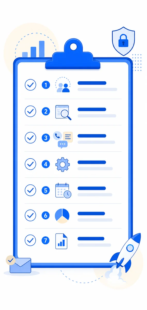 Checklist outlining the steps to set up multi-touch SEO attribution model configuration inside Google Analytics 4.