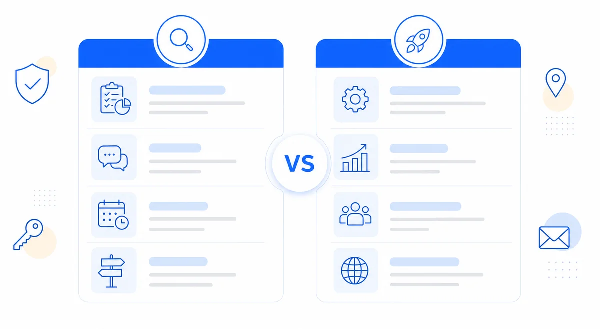 Table comparing an SEO strategy consultant role against a full-service agency across scope, deliverables, and engagement model.