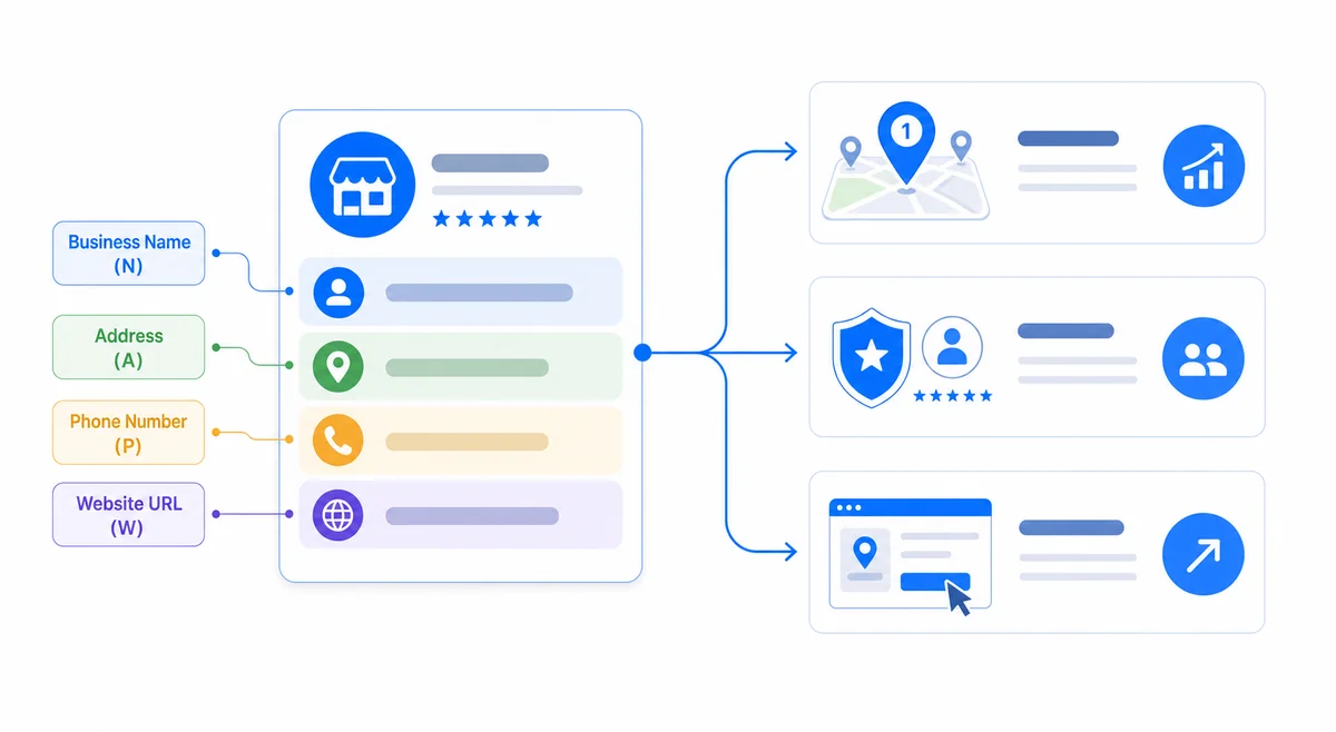 Diagram explaining what is citation building and why consistent business listings matter for local SEO.