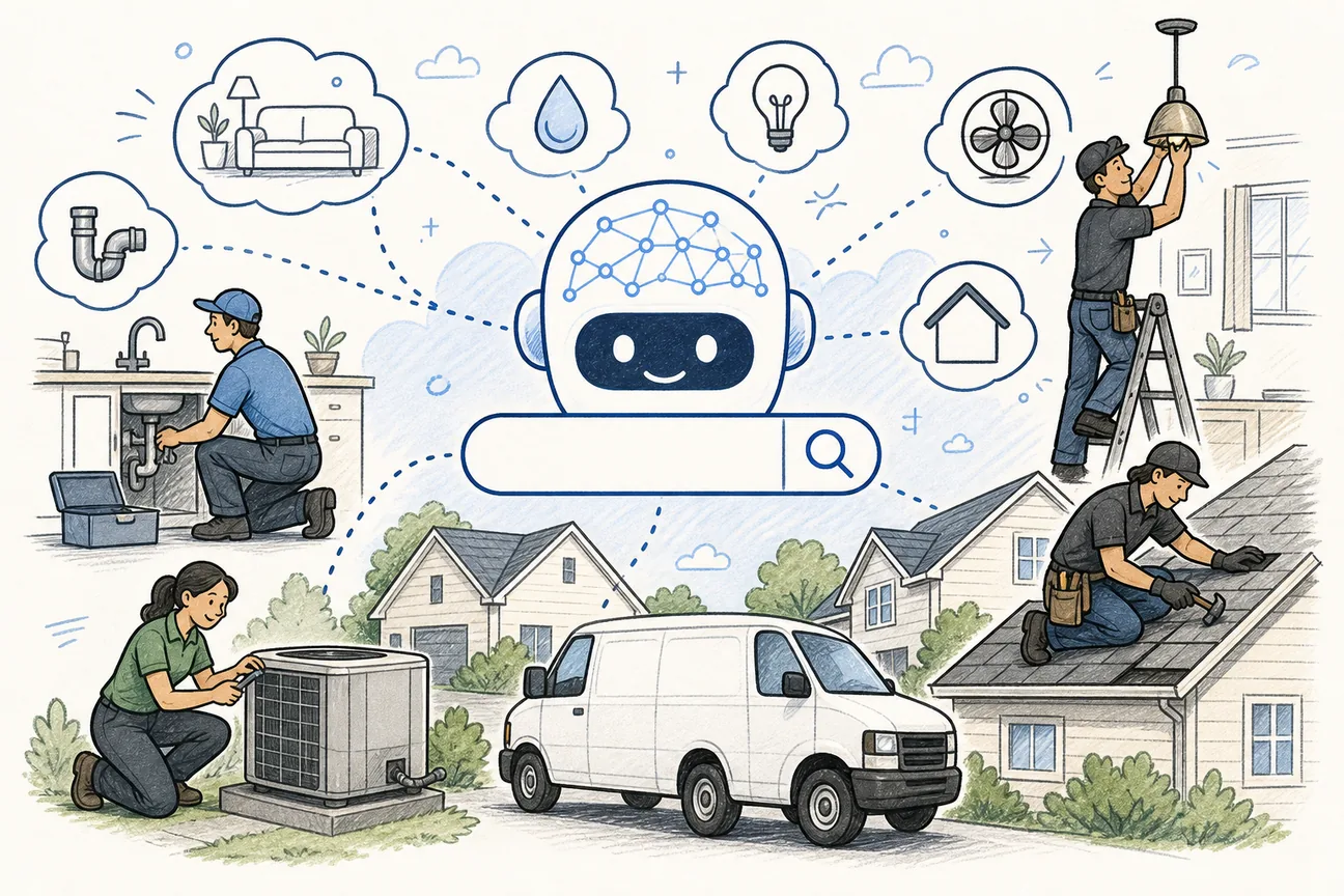 Doodle illustration of Best AI Search Optimization for Home Service Businesses