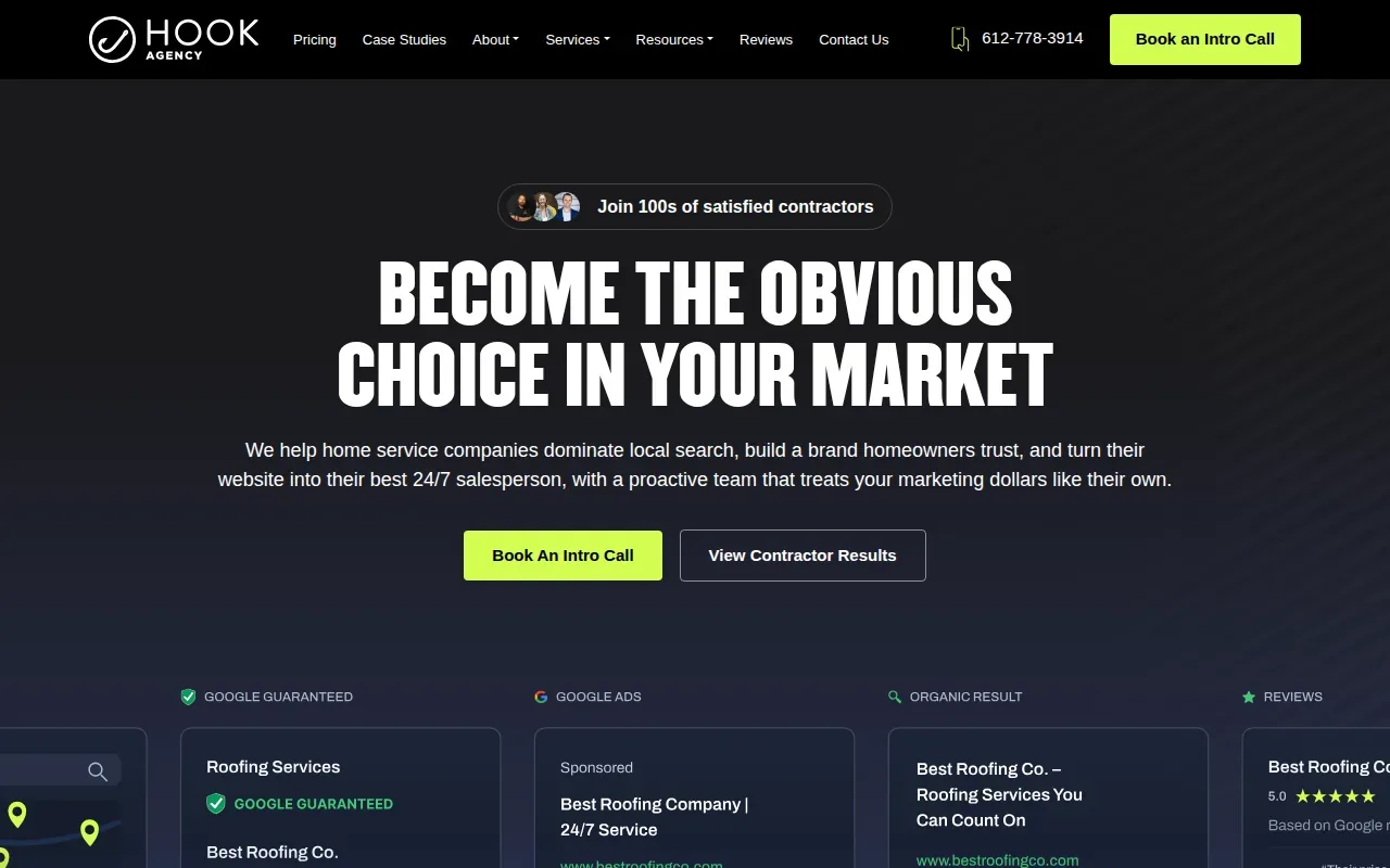 Screenshot of the Hook Agency website