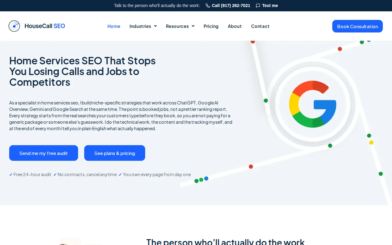 Screenshot of the HouseCall SEO website