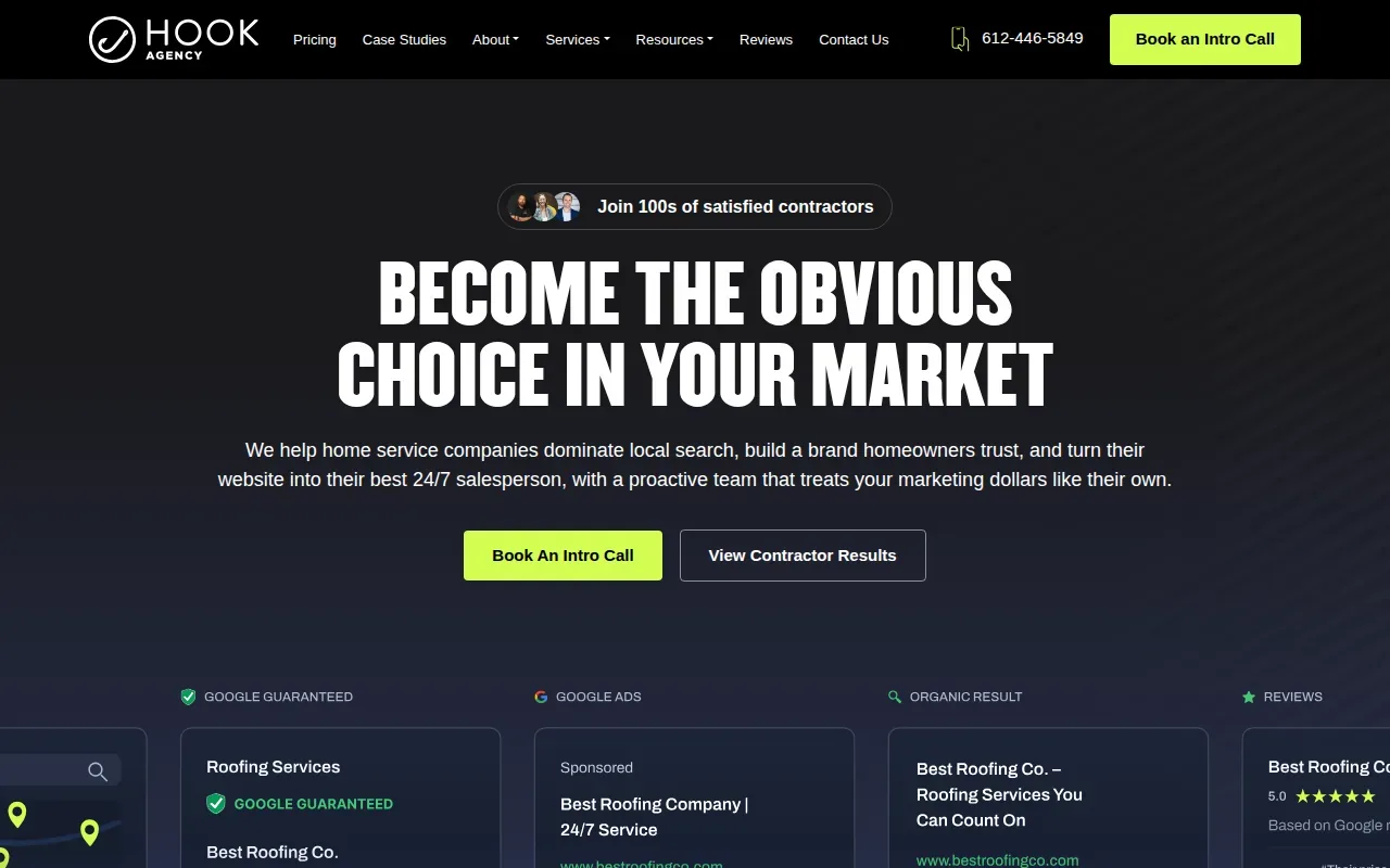 Screenshot of the Hook Agency website