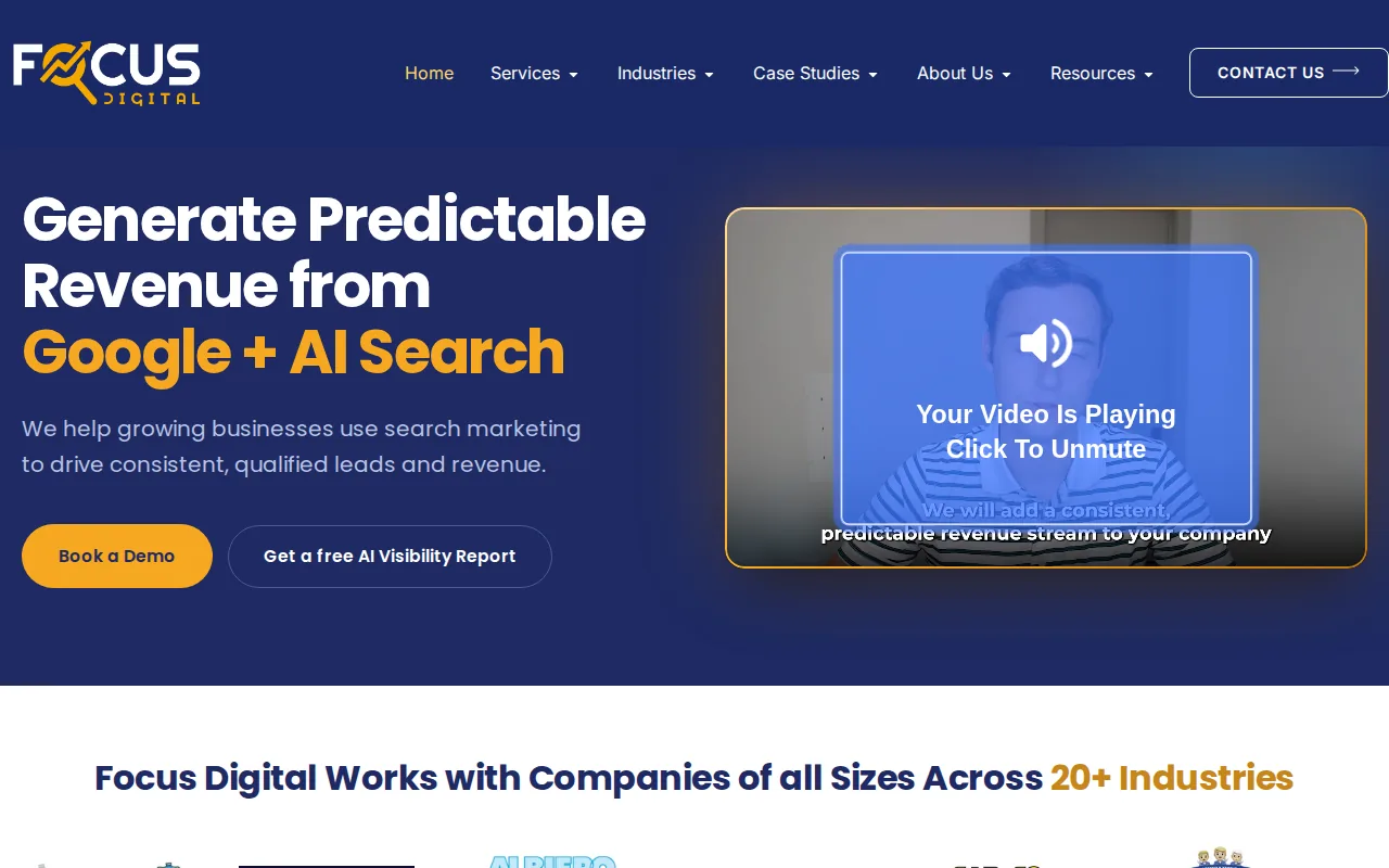Screenshot of the Focus Digital website