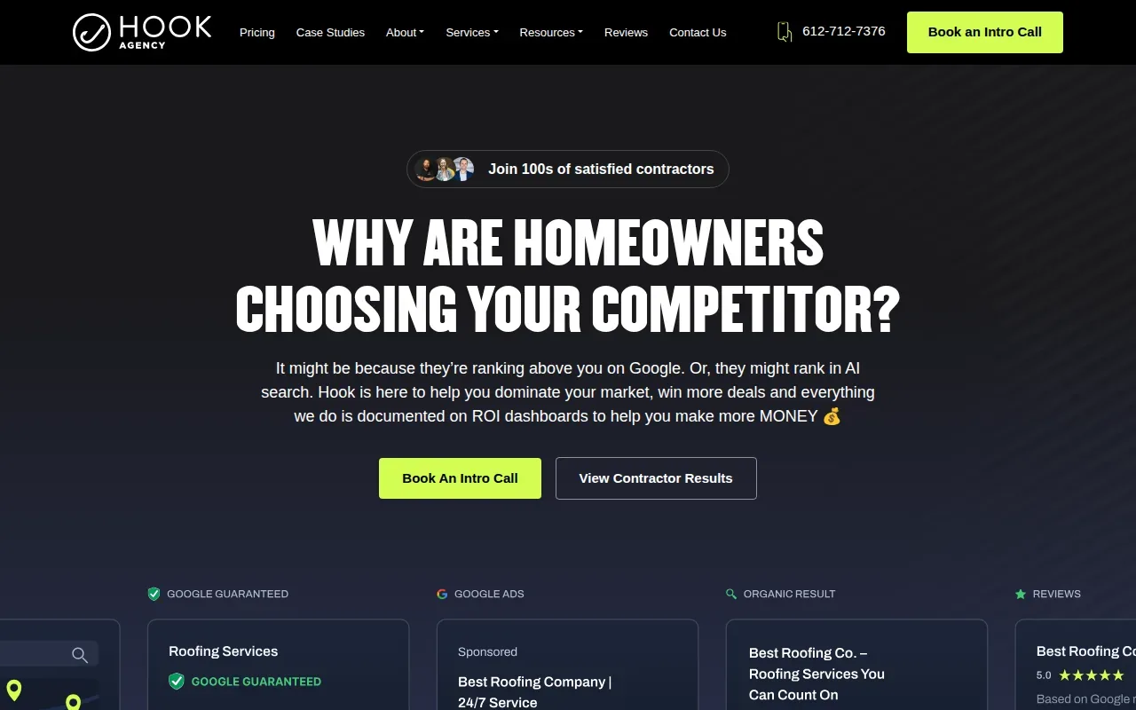 Screenshot of the Hook Agency website
