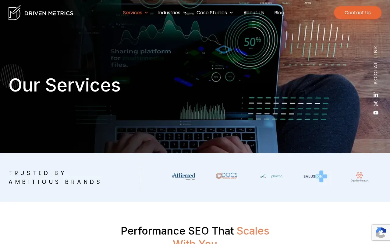 Screenshot of the Driven Metrics website